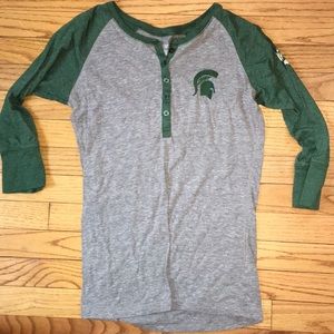 Michigan state baseball button up tee